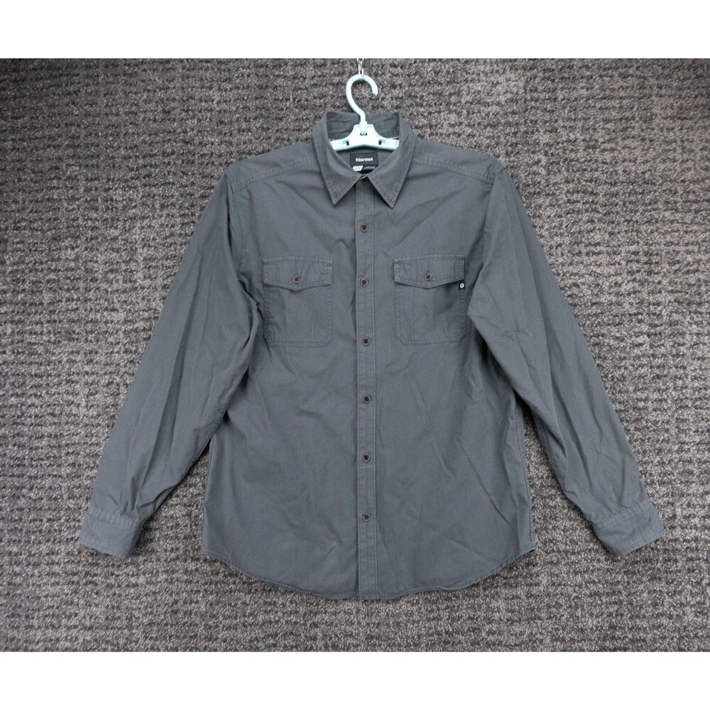 Marmot Shirt Mens Large Gray Black Hawk Performance Long Sleeve Casual Outdoor